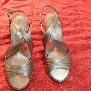 Silver sling back shoes