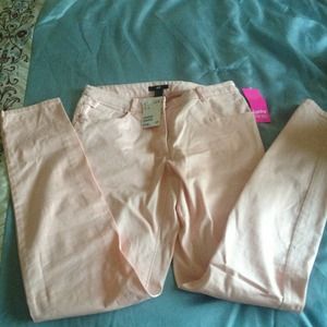 Pale pink skinny leg pants