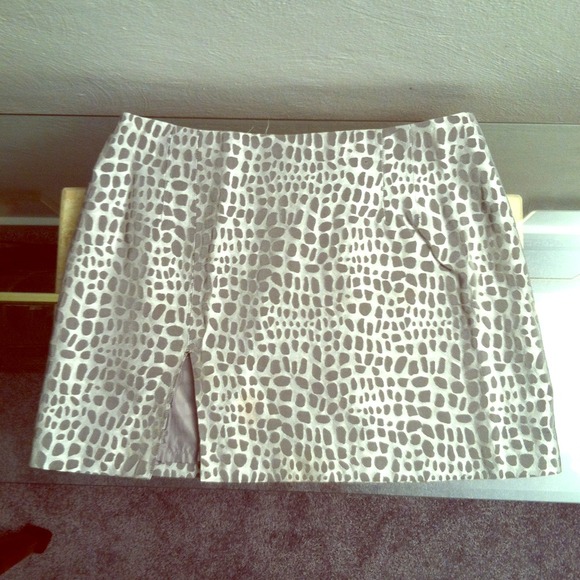 SOLD bebe Silver Leopard Skirt Slit On Front