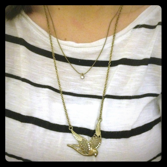 Bird and gemstone necklace