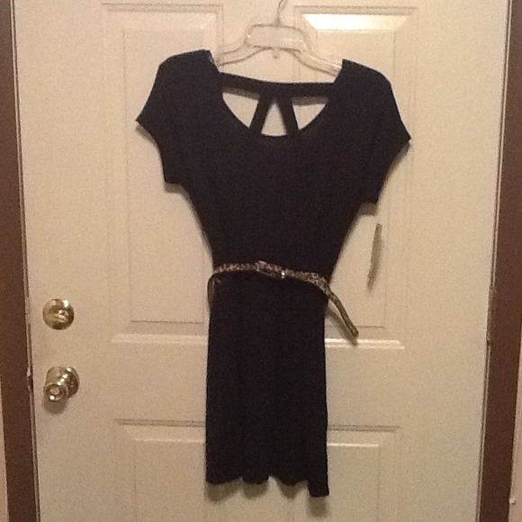 Little black dress with leopard belt