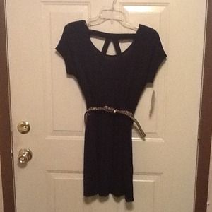 Little black dress with leopard belt