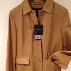 Kenneth Cole Tan Leather Coat