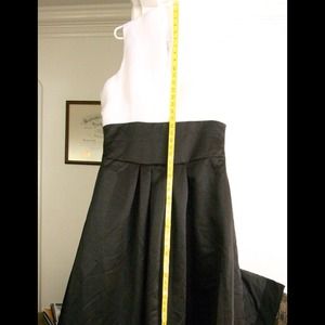 Black and white silk formal halter dress