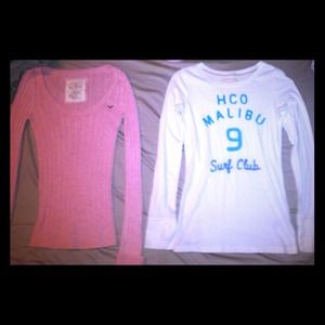 Two long sleeved hollister shirts.