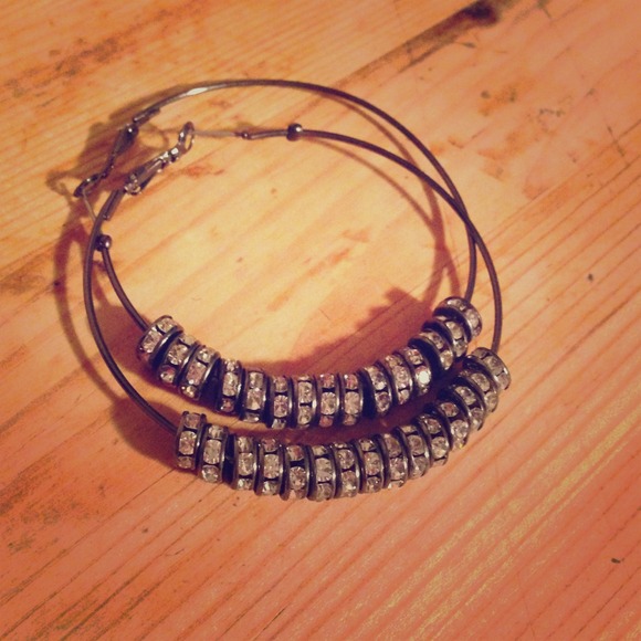 Black sparkly hoops