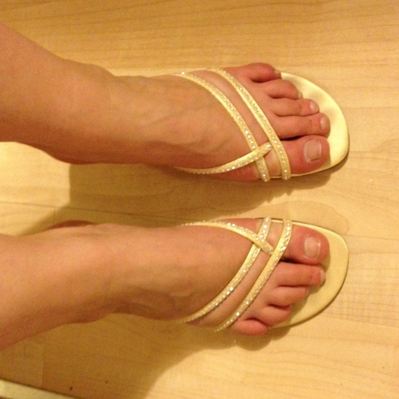 Yellow kitten heel