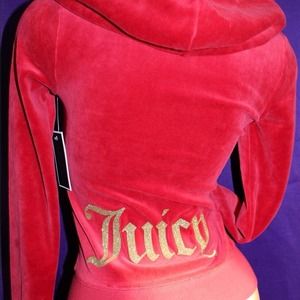 Juicy Couture Red Bling Hoodie Size Large