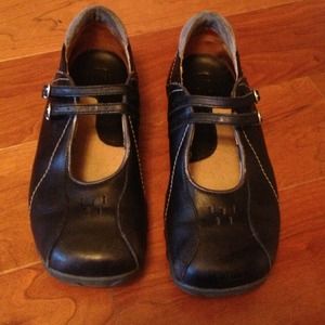 CAT black leather maryjanes