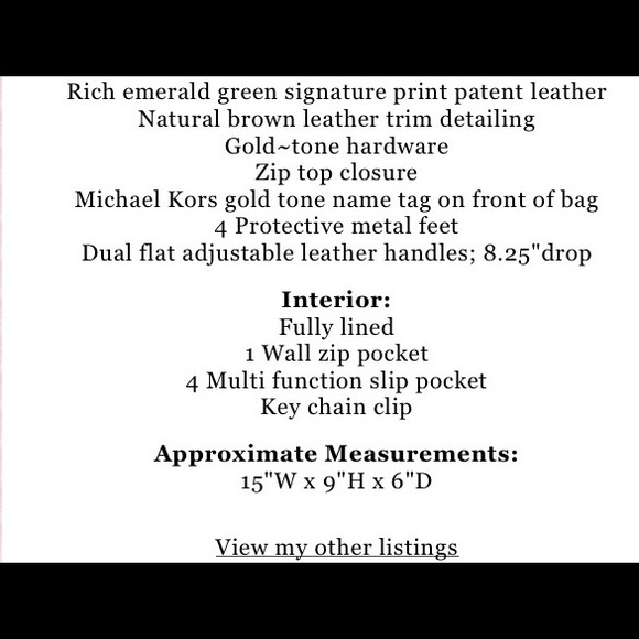 ⛔SOLD⛔ NWT Michael Kors Jet Set Emrld - Picture 4 of 4