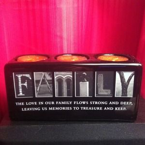 Ceramic "Family" 3 tealight candle holder