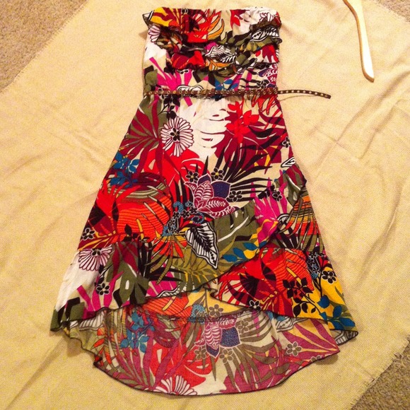 Floral High Lo Dress w/ Belt