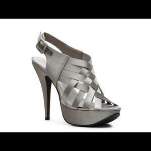 8.5 gray satin heels