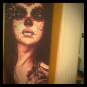 Sullen day of the dead canvas art.