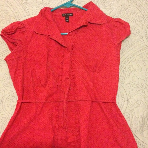 Red and black polka dot top - Picture 1 of 3