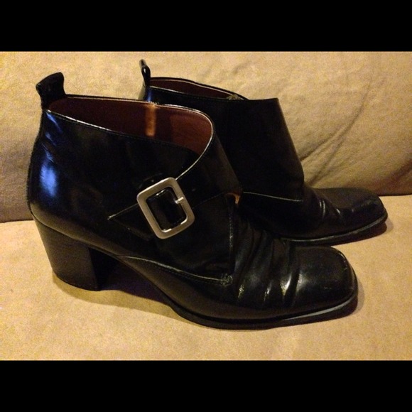 🎈SOLD🎈 9 West Blk Leather Leather Buckle Boots