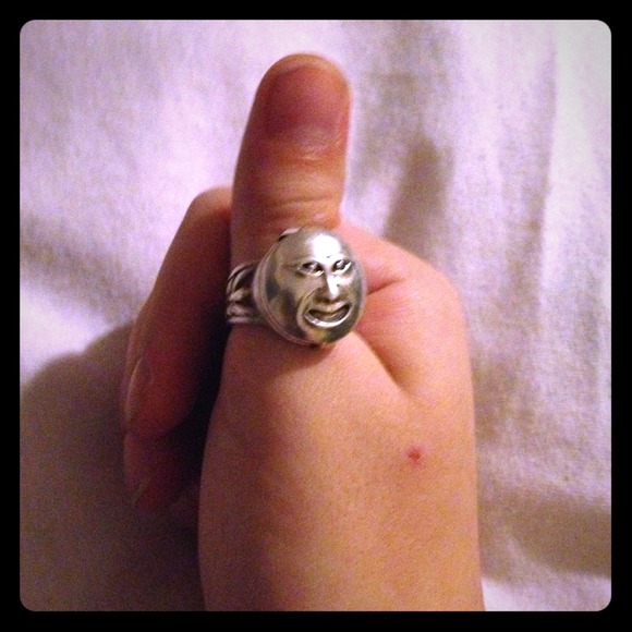 ☀REDUCED☀HANDMADE Sterling Moon Face Poison Ring