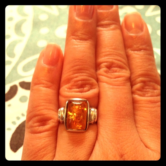   Silver Baltic Amber Ring