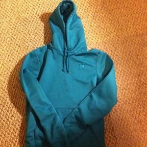 Teal underarmor hooded sweatshirt size small.