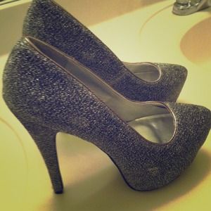 Silver sparkly high heels
