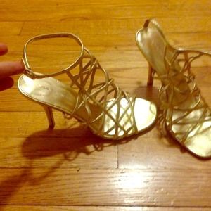 Strappy gold sandals