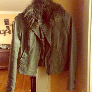 Grey faux leather jacket