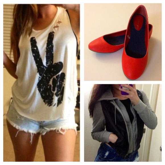 Steve Madden Shoes - Hot Coral Steve Madden Flat, XL jacket, & Lrg Top