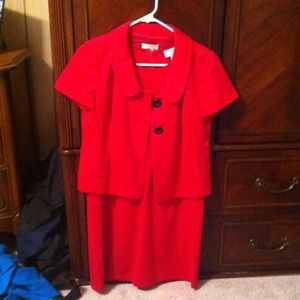 Fuchsia pink dress with 2 button blazer