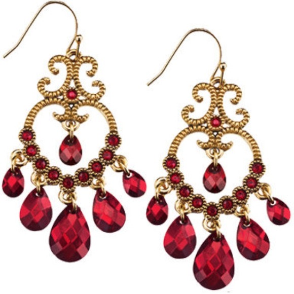 Red Teardrop Earrings Bohemian