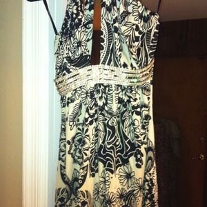 Authentic sky brand silk dress with crystal waist