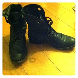 Nine West Black Combat Boots