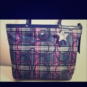 ⛔SOLD⛔kristin21 NWT Coach Tartan Plaid navy blue