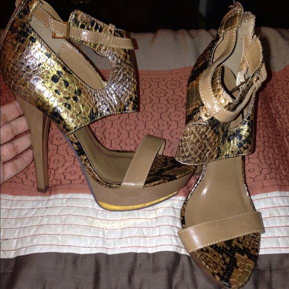 BlAck and brown snake skin shoes