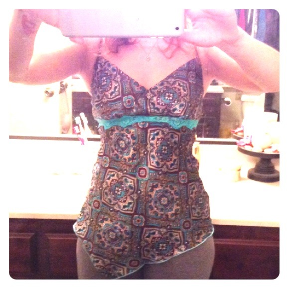 Asymmetrical spaghetti strap top