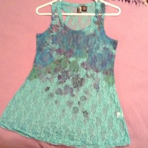 Racer back turquoise lace tank *reserved*