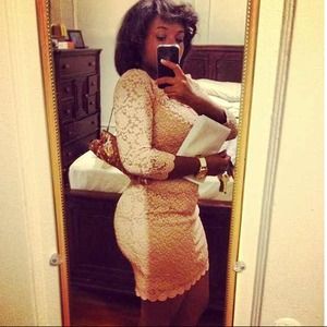 Off White lined Lace Dress