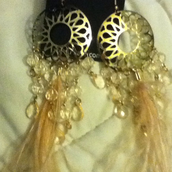 Feather beaded earrings
