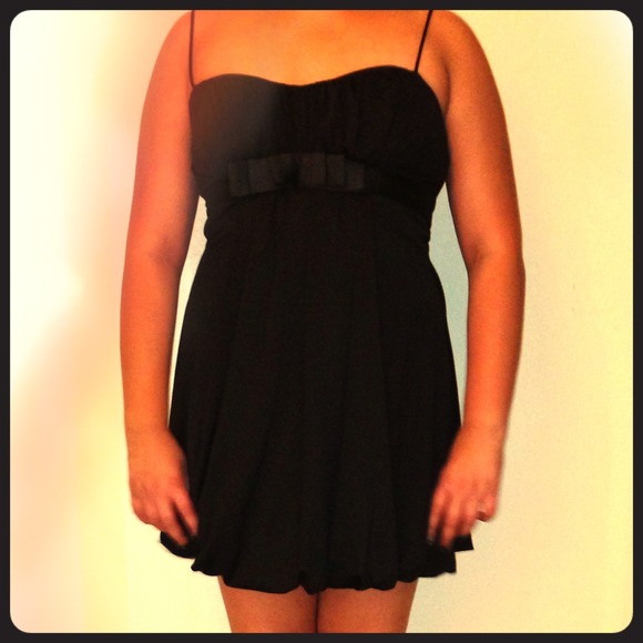 Super cute short black thin strapped dress.