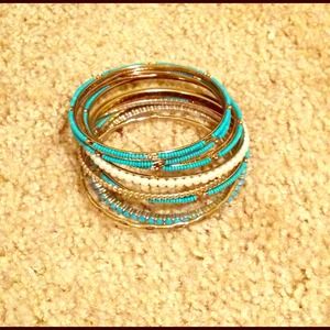 ❌SOLD❌Turquoise gold and pearl bangle set