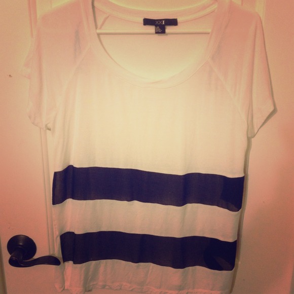 🔮Forever 21 White Shirt Sheer Black Stripes