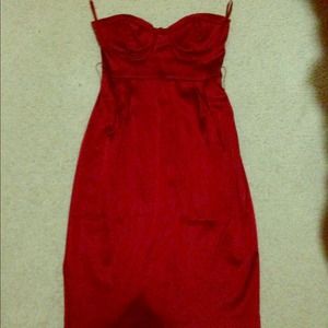 Arden B. strapless red dress
