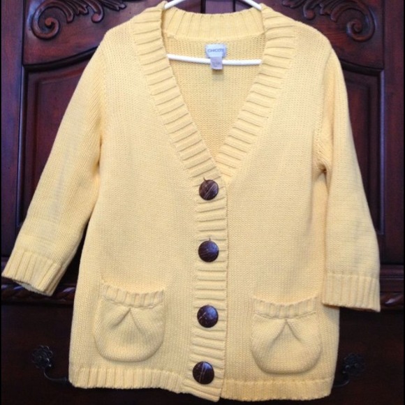 Chicos cardigan sweater, bright yellow , size 1