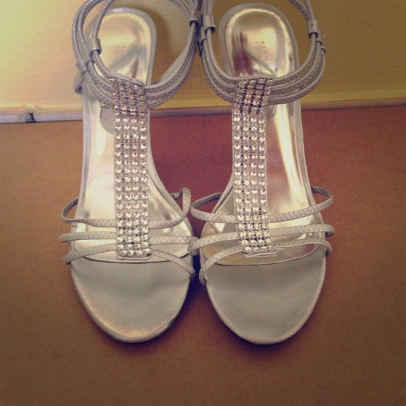 Silver Dressy Sandals Heels