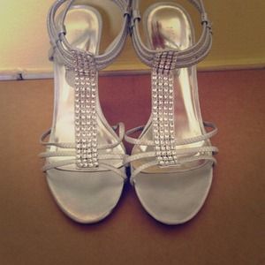 Silver Dressy Sandals Heels