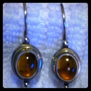 Sterling Silver Amber Earrings
