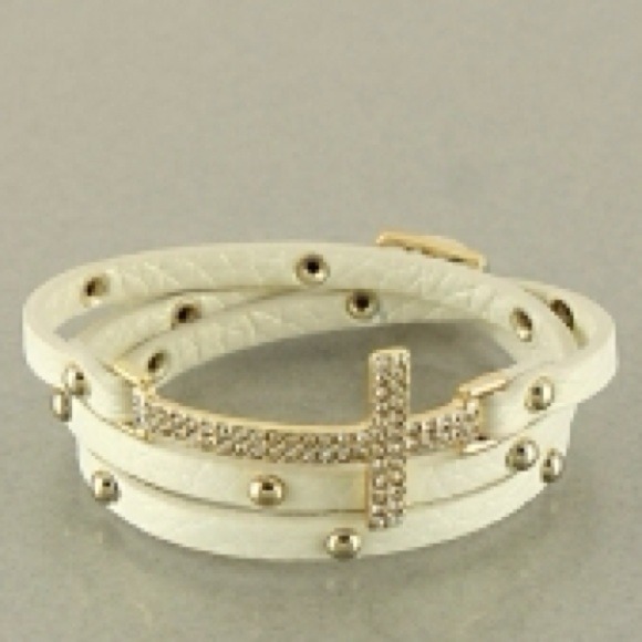 New Cream Leather Wrap Inspirational bracelet