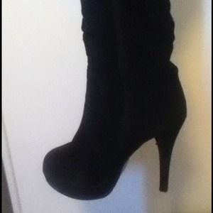 Knee high suede boots
