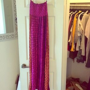 Topia print maxi dress & straw fedora