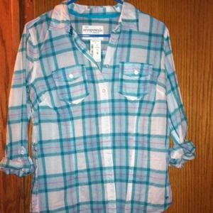 Plaid blue and pink shirt