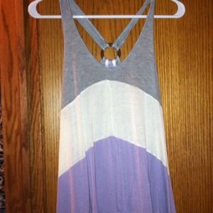 Purple, white and gray top